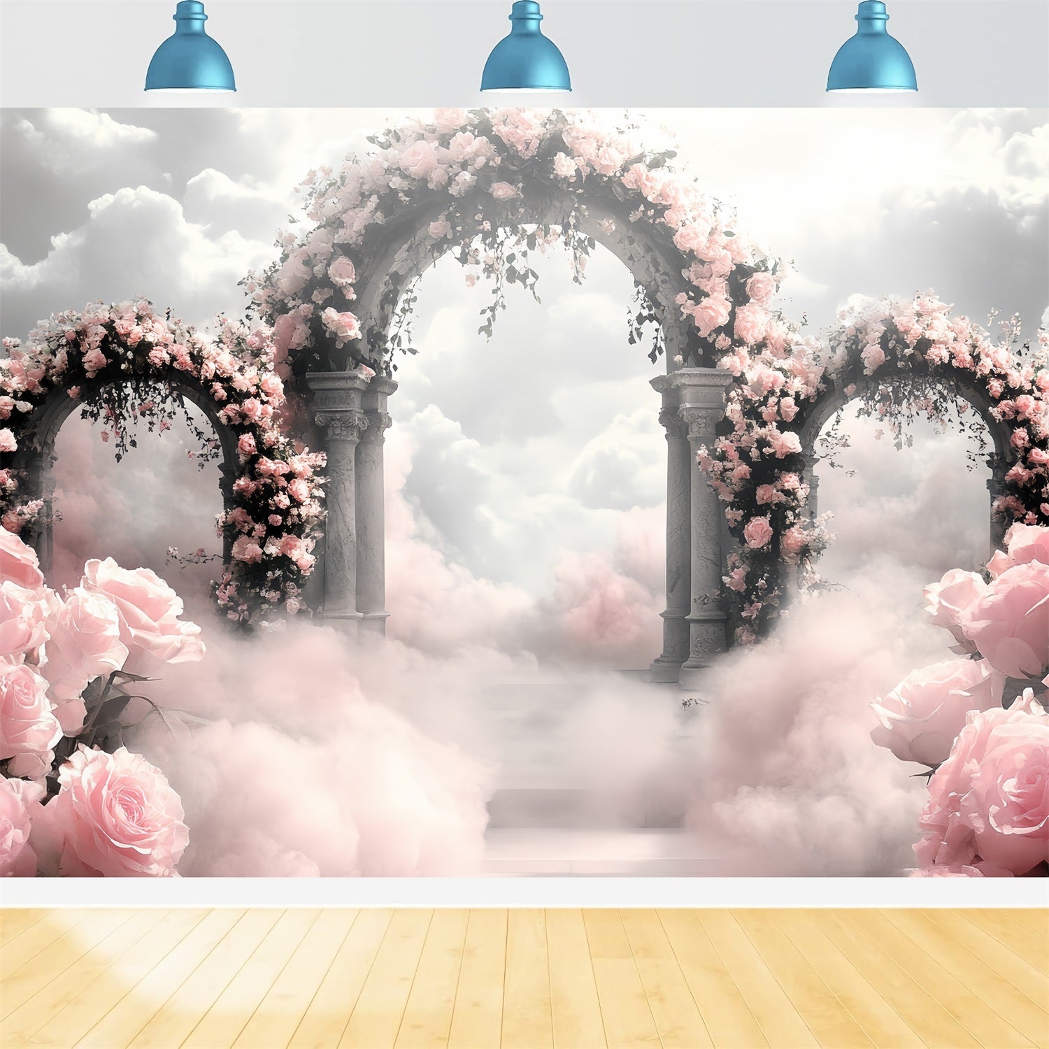 Vintage Backdrop Ideas Rose Paradise Stone Arches Backdrop UK CSH4-290