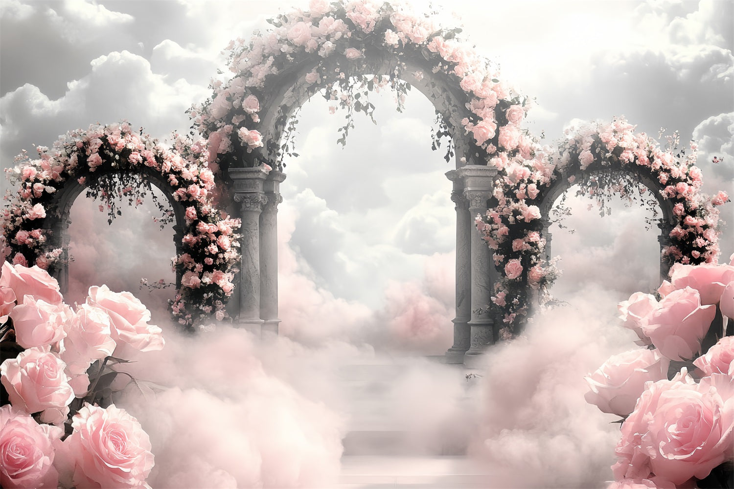 Vintage Backdrop Ideas Rose Paradise Stone Arches Backdrop UK CSH4-290
