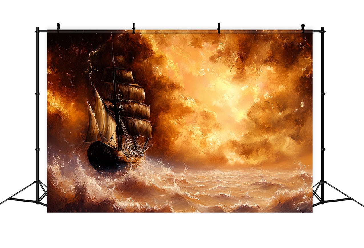 Vintage Backdrop Photography Stormy Sea Sailing Ship Backdrop UK CSH4-291