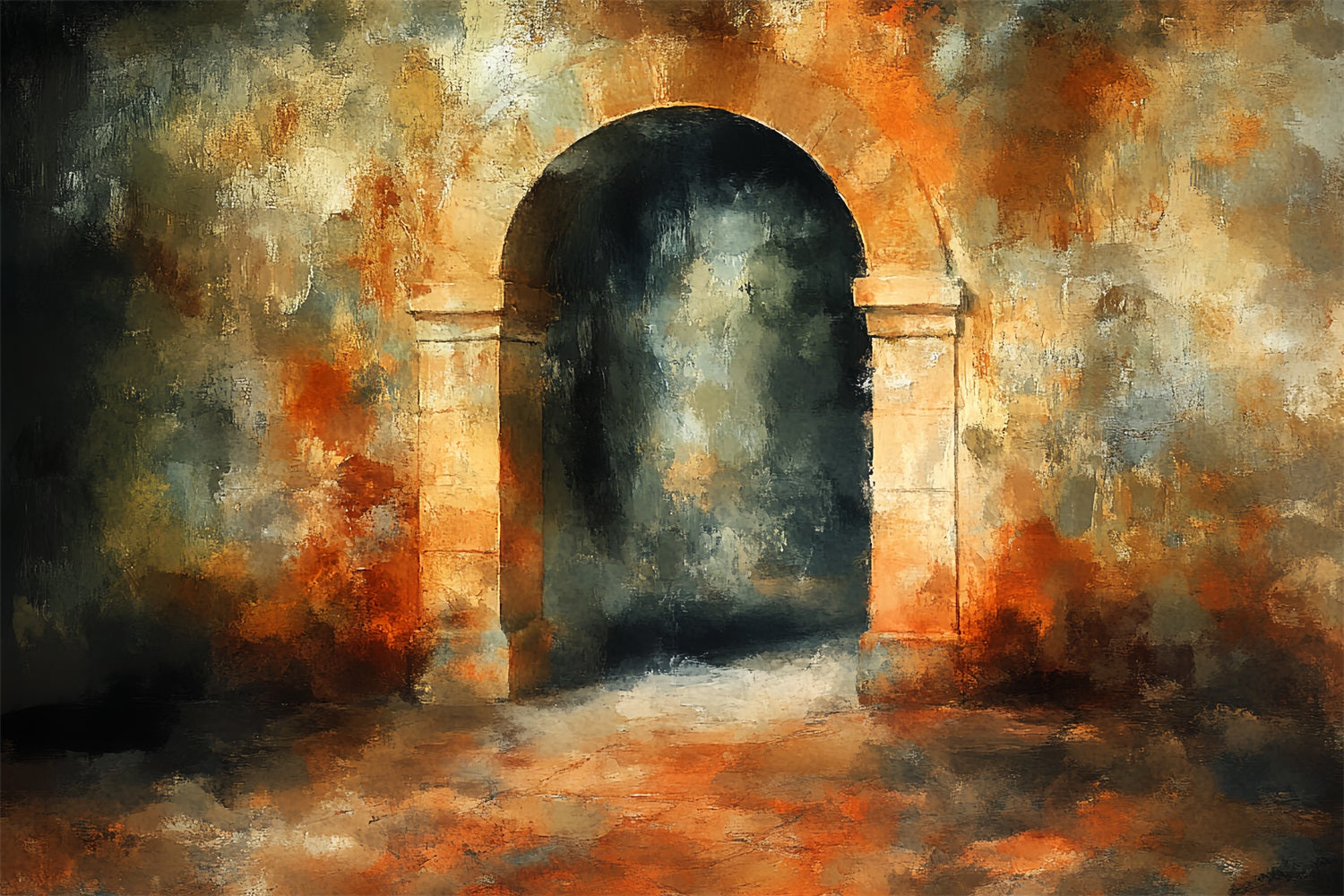 Vintage Photo Backdrop Rustic Stone Archway Backdrop UK CSH4-293