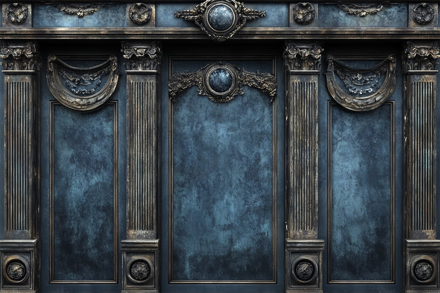 Retro Photo Backdrop Blue Royal Vintage Wall Backdrop UK CSH4-296