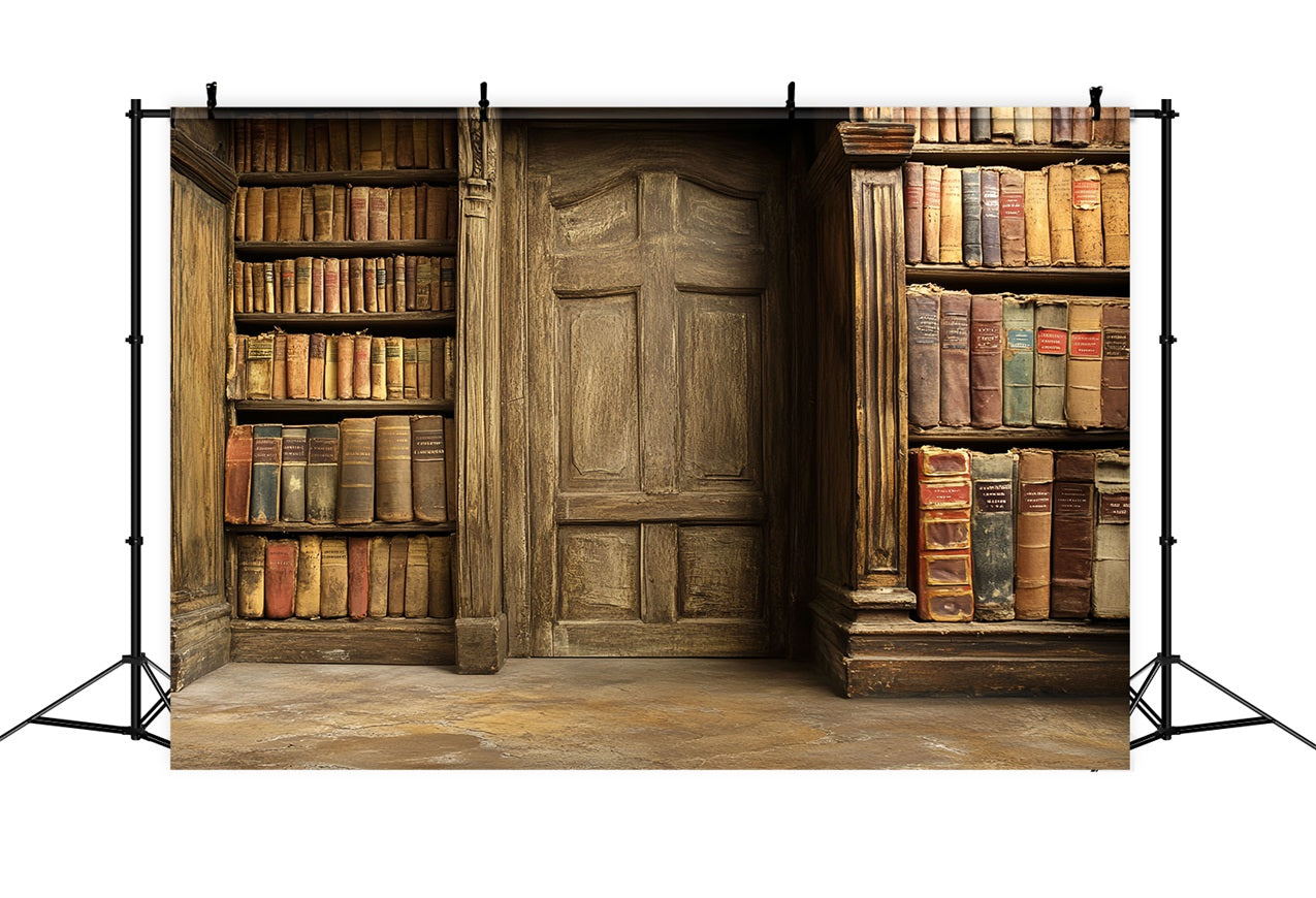 Vintage Backdrops Ancient Library Bookshelf Door Backdrop UK CSH4-299