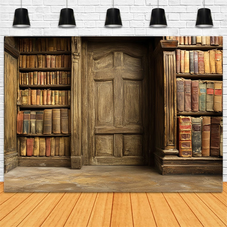 Vintage Backdrops Ancient Library Bookshelf Door Backdrop UK CSH4-299