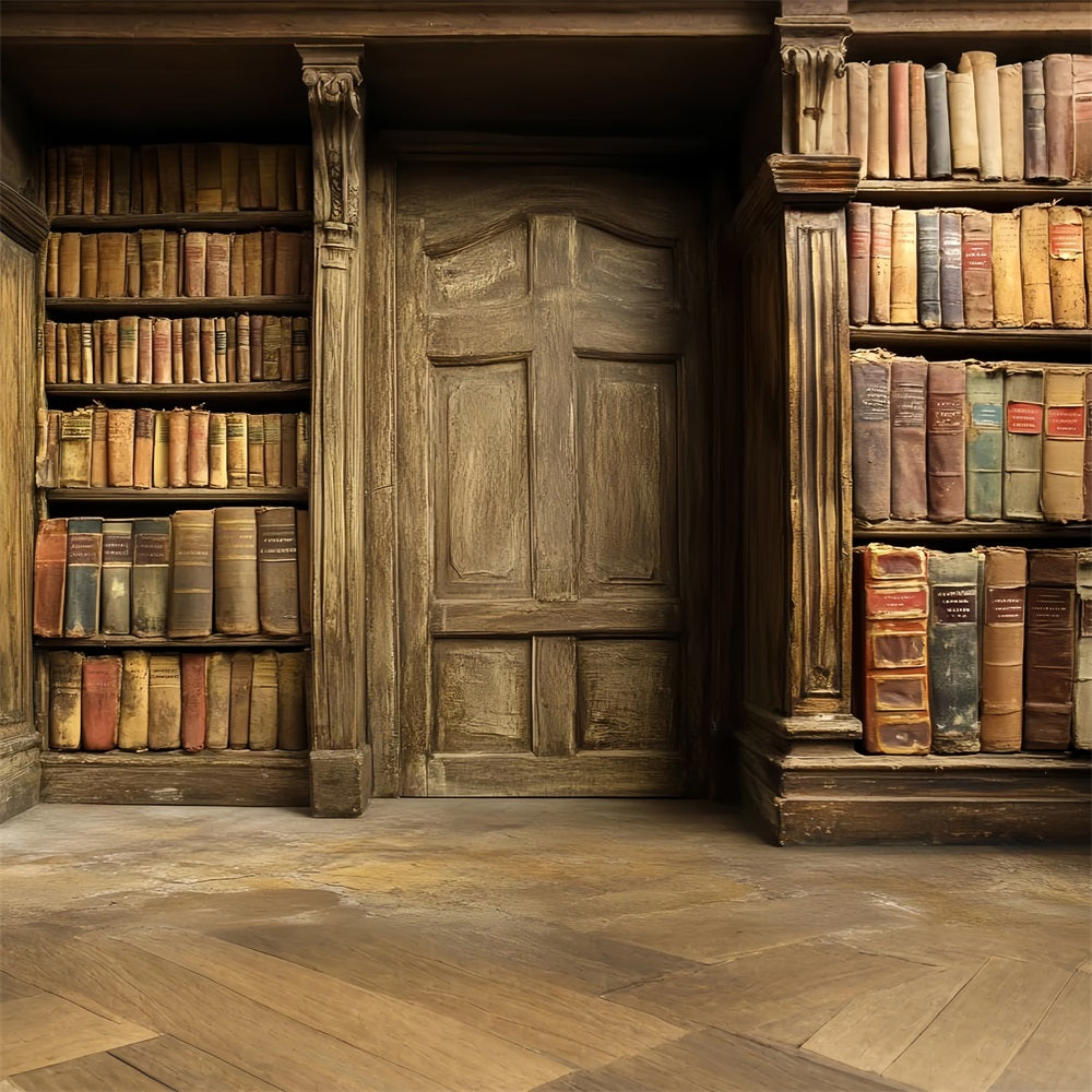 Vintage Backdrops Ancient Library Bookshelf Door Backdrop UK CSH4-299
