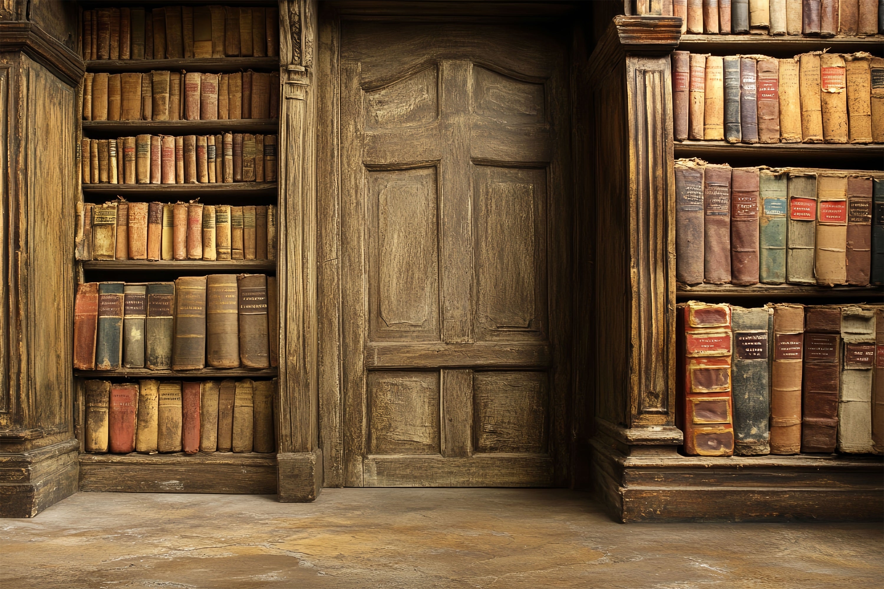 Vintage Backdrops Ancient Library Bookshelf Door Backdrop UK CSH4-299