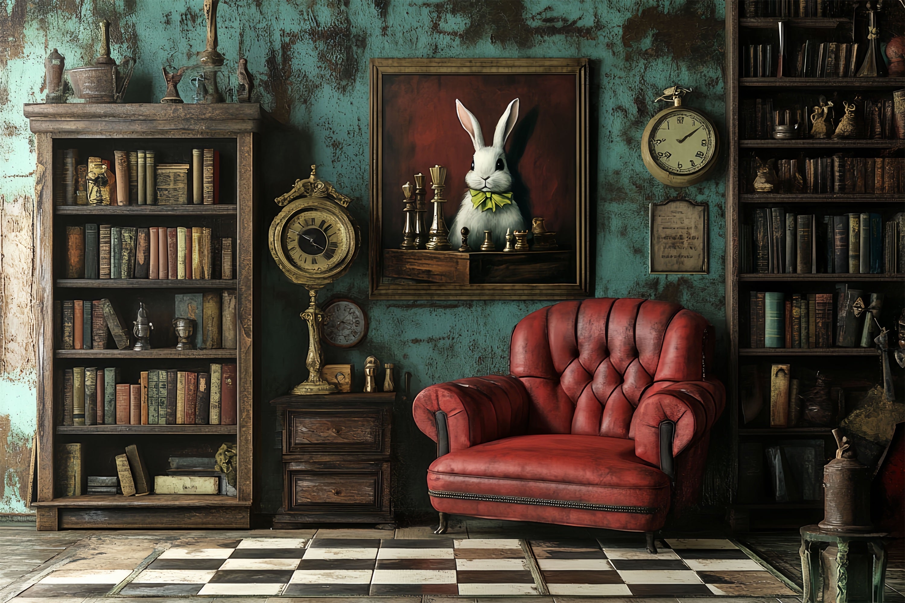 Antique Backdrop Furnishings Bookshelf Vintage Photo Backdrops UK CSH4-300