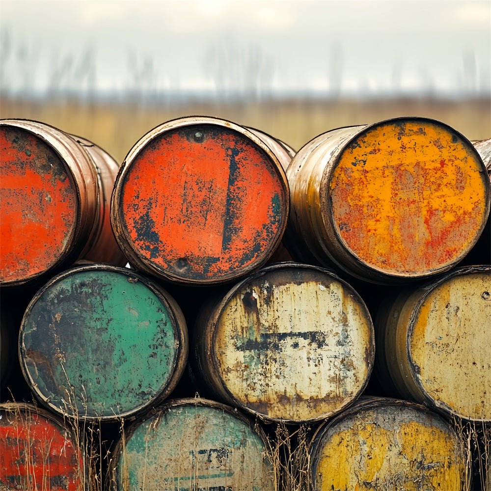 Vintage Photo Backdrops Industrial Barrel Pile Backdrop UK CSH4-302