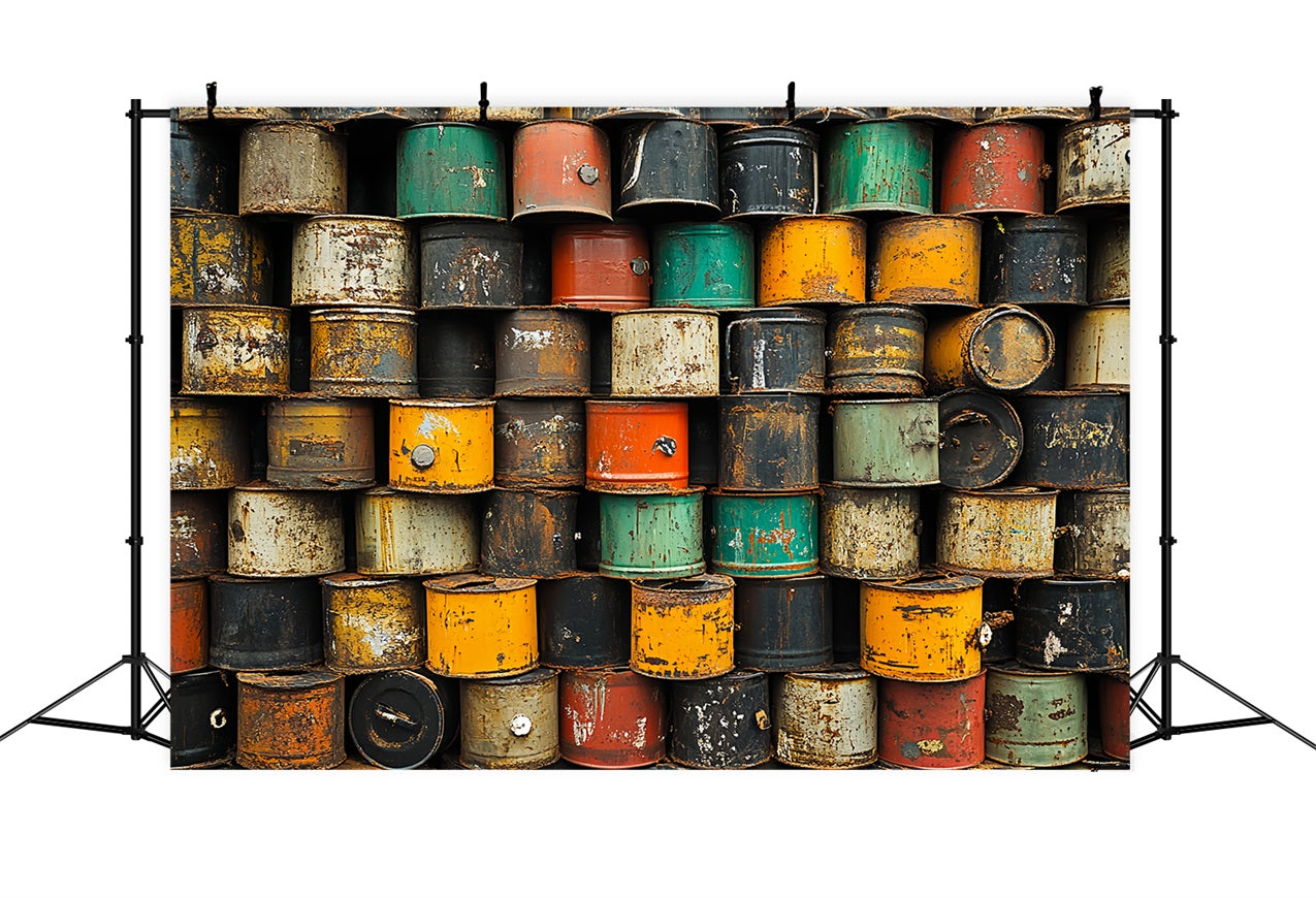 Vintage Backdrop Oil Barrel Wall Backdrop UK CSH4-303