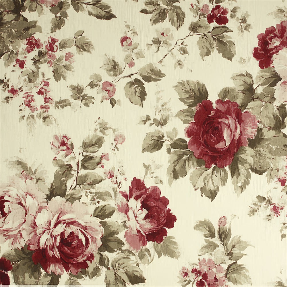 Vintage Photo Backdrop Red Roses Floral Backdrop UK CSH4-304