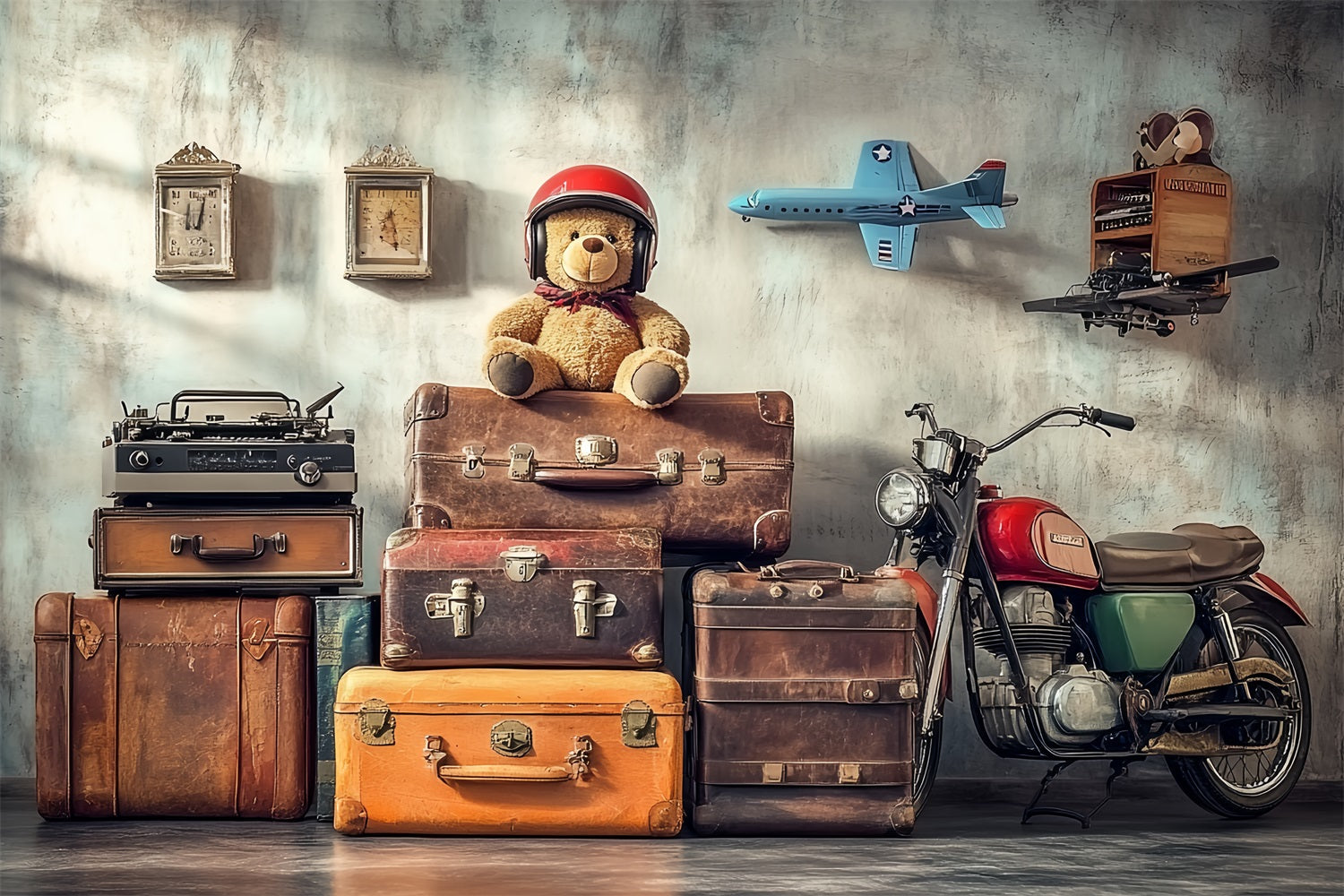 Classic Photo Backdrop Travel Memories Vintage Wall Backdrop UK CSH4-305