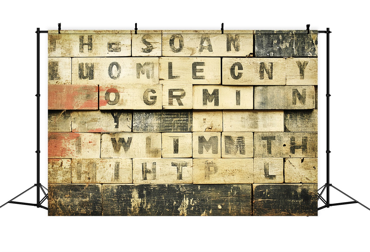 Old School Photo Backdrop Alphabet Tiles Vintage Backdrop UK CSH4-308