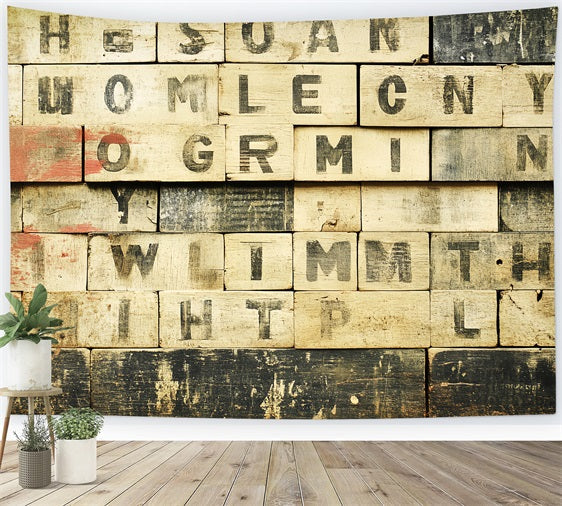 Old School Photo Backdrop Alphabet Tiles Vintage Backdrop UK CSH4-308