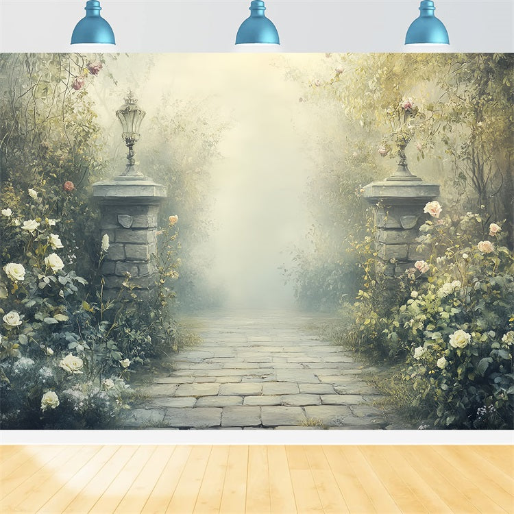 Vintage Backdrops For Photography Pillars Garden Pathway Backdrop UK CSH4-310