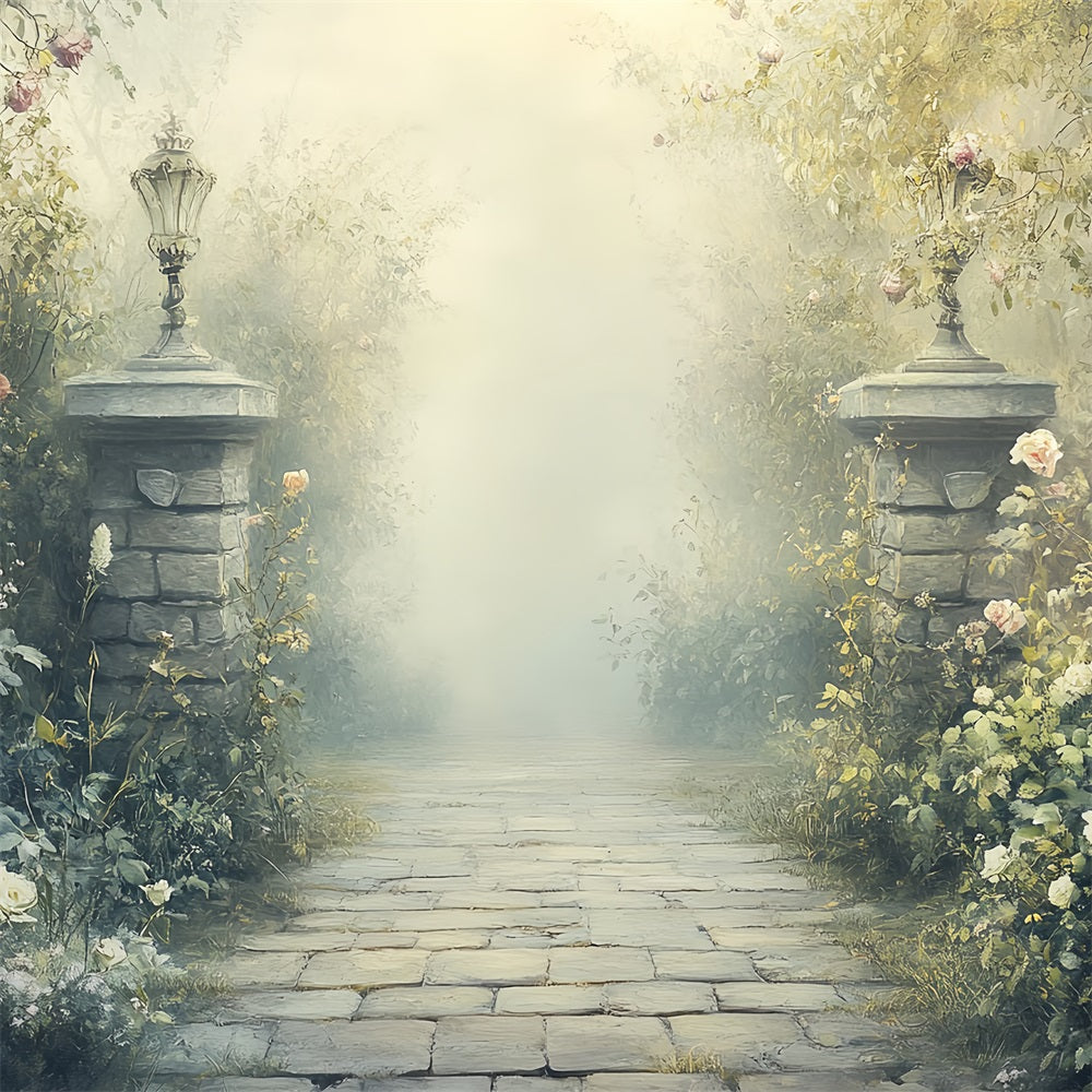 Vintage Backdrops For Photography Pillars Garden Pathway Backdrop UK CSH4-310