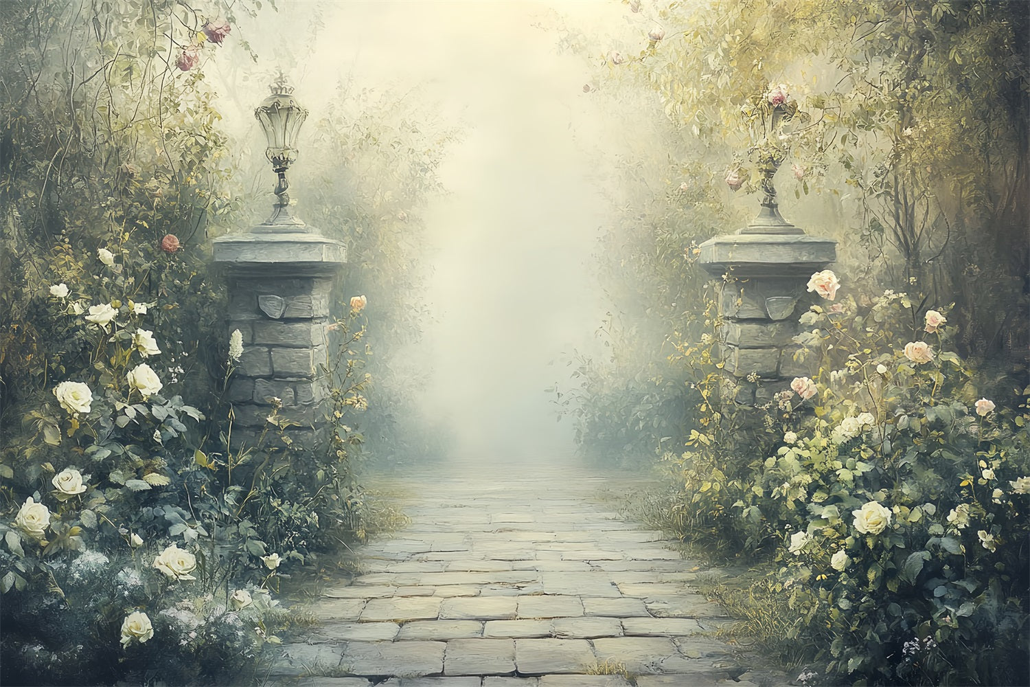 Vintage Backdrops For Photography Pillars Garden Pathway Backdrop UK CSH4-310