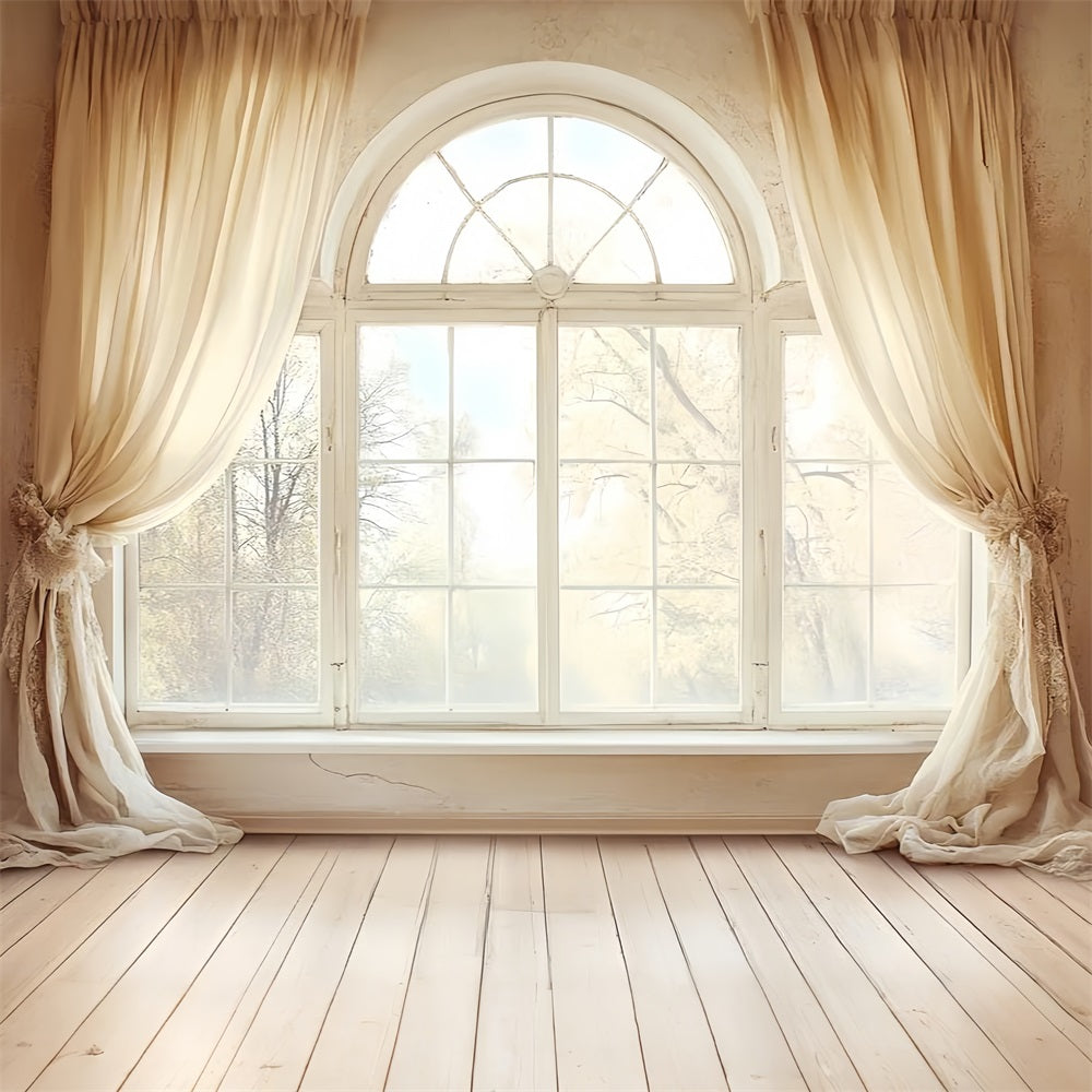 Photography Vintage Backdrops Cream Window Curtains Backdrop UK CSH4-314