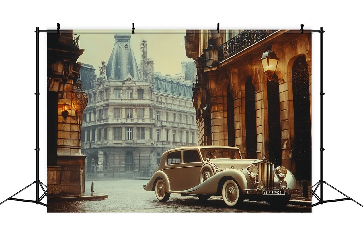 Retro Photo Backdrops Parisian Car Vintage Backdrop UK CSH4-318