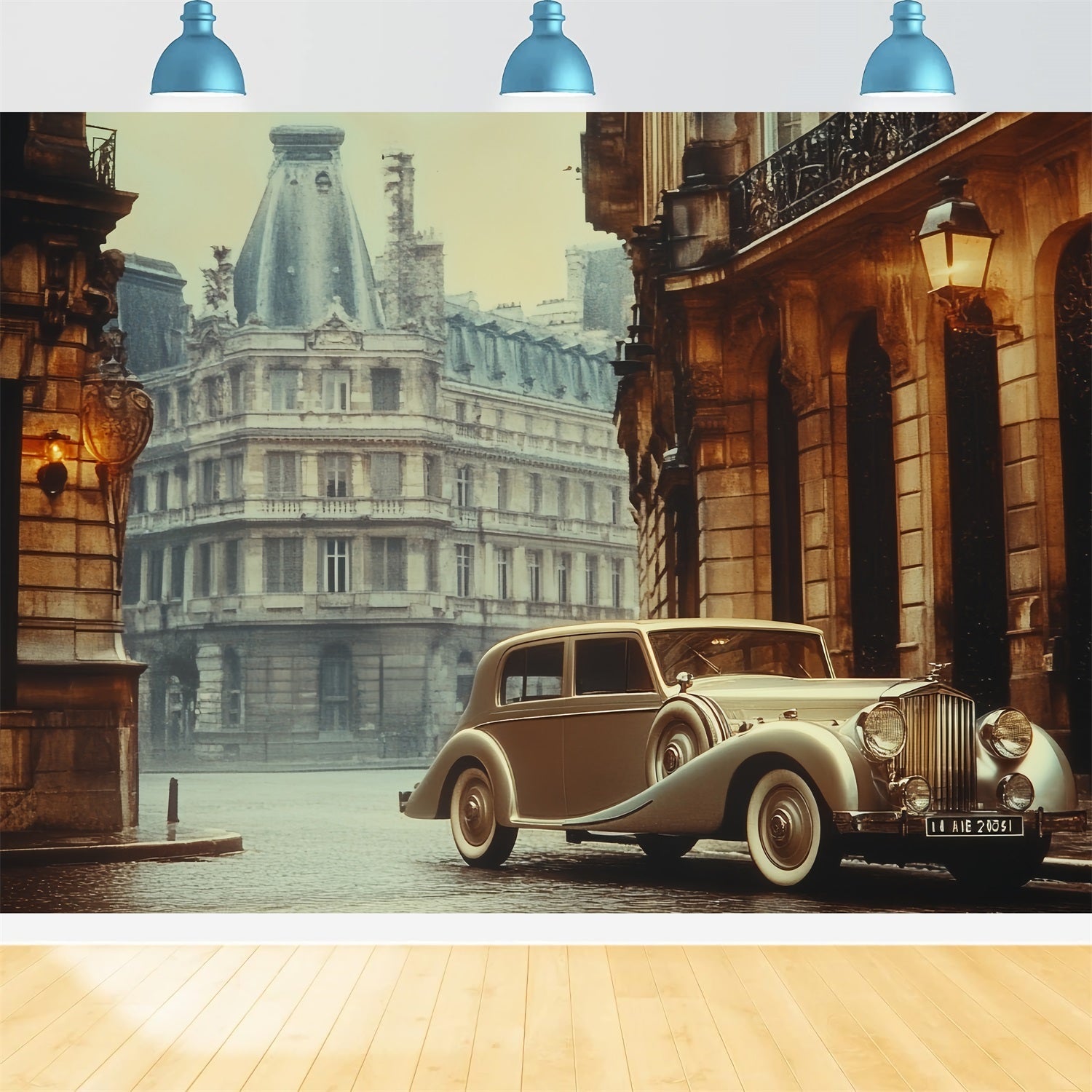Retro Photo Backdrops Parisian Car Vintage Backdrop UK CSH4-318