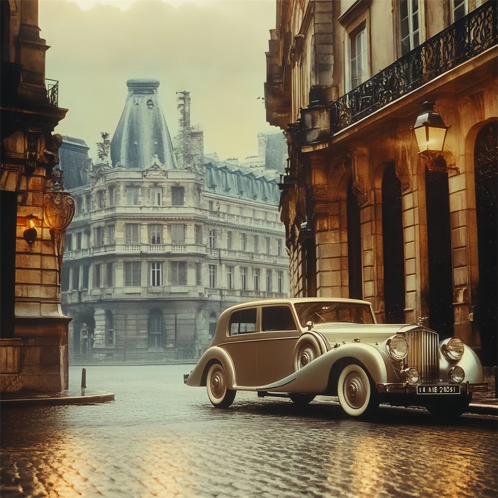 Retro Photo Backdrops Parisian Car Vintage Backdrop UK CSH4-318
