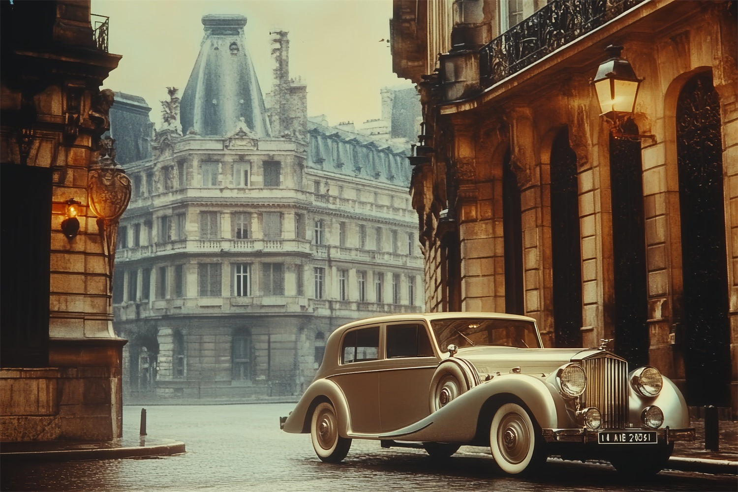 Retro Photo Backdrops Parisian Car Vintage Backdrop UK CSH4-318