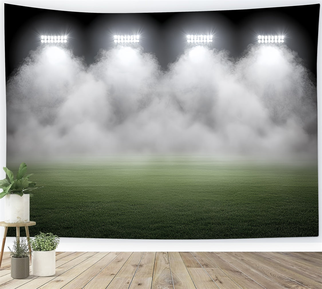 Football Field Backdrop Foggy Stadium Green Field Backdrop UK CSH4-363