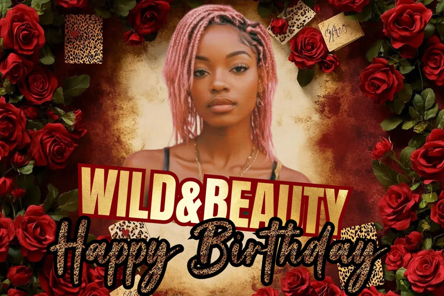 Customized Backdrop For Birthday Bold Red Roses Glam Backdrop UK CSH4-39