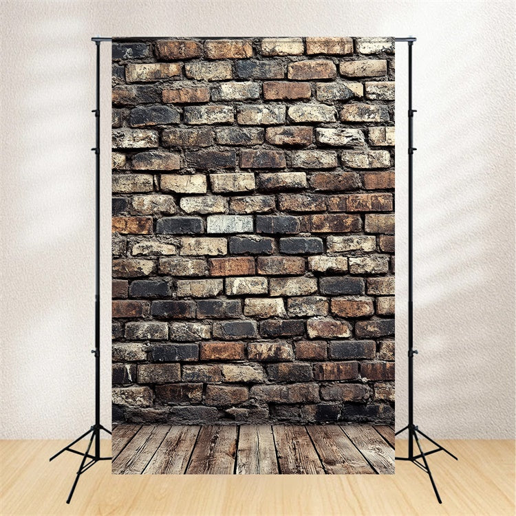 Retro Backdrop Rustic Brick Wall Wood Vintage Backdrop UK CSH4-391