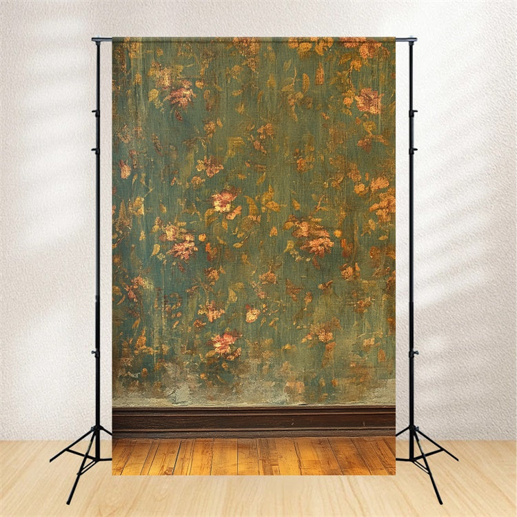 Antique Photo Backdrop Green Floral Wall Vintage Backdrops UK CSH4-392