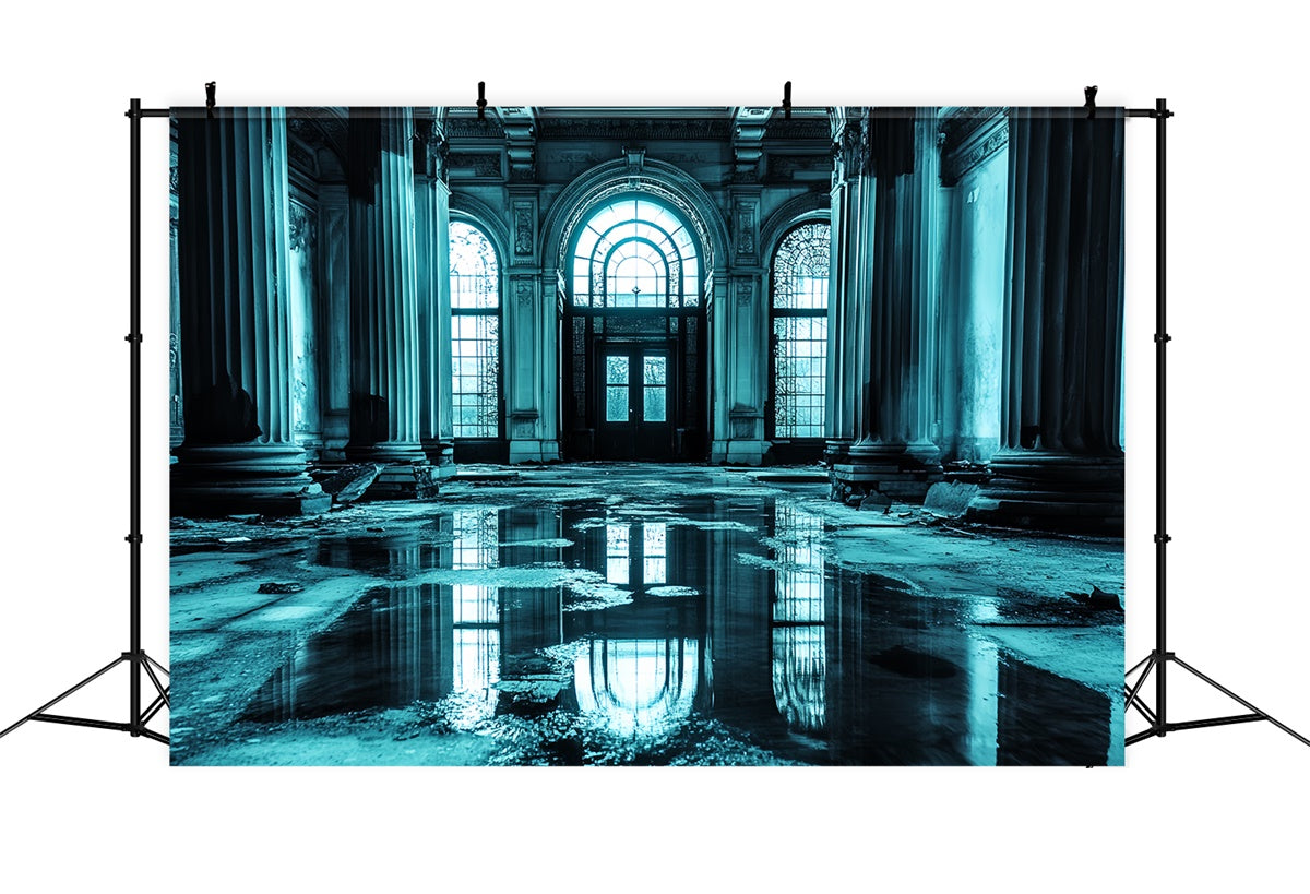 Antique Photo Backdrop Moody Blue Grand Hall Vintage Backdrop UK CSH4-397