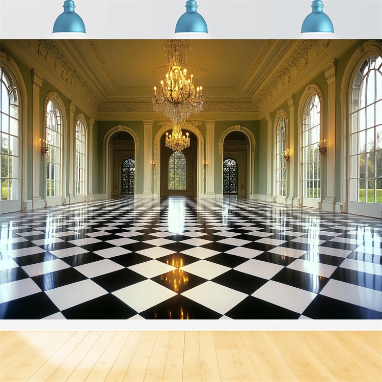 Vintage Photo Backdrops Luxurious Ballroom Window Backdrop UK CSH4-399