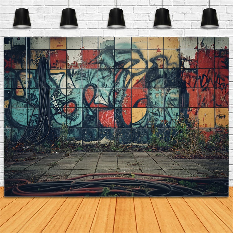 Retro Backdrops Street Vibes Graffiti Wall Vintage Backdrop UK CSH4-400