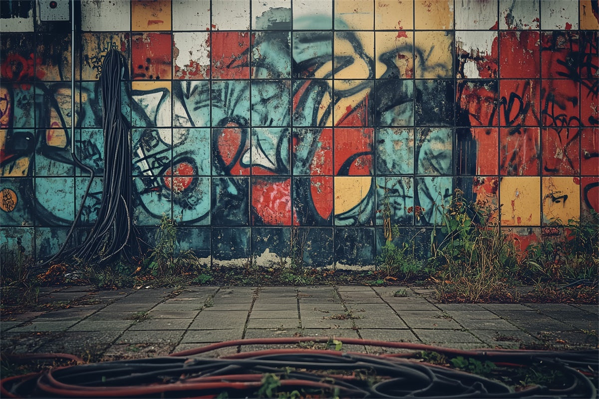 Retro Backdrops Street Vibes Graffiti Wall Vintage Backdrop UK CSH4-400
