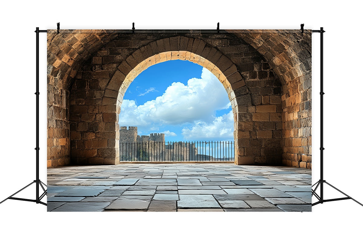 Antique Backdrop Medieval Arch Blue Sky Vintage Backdrops UK CSH4-407
