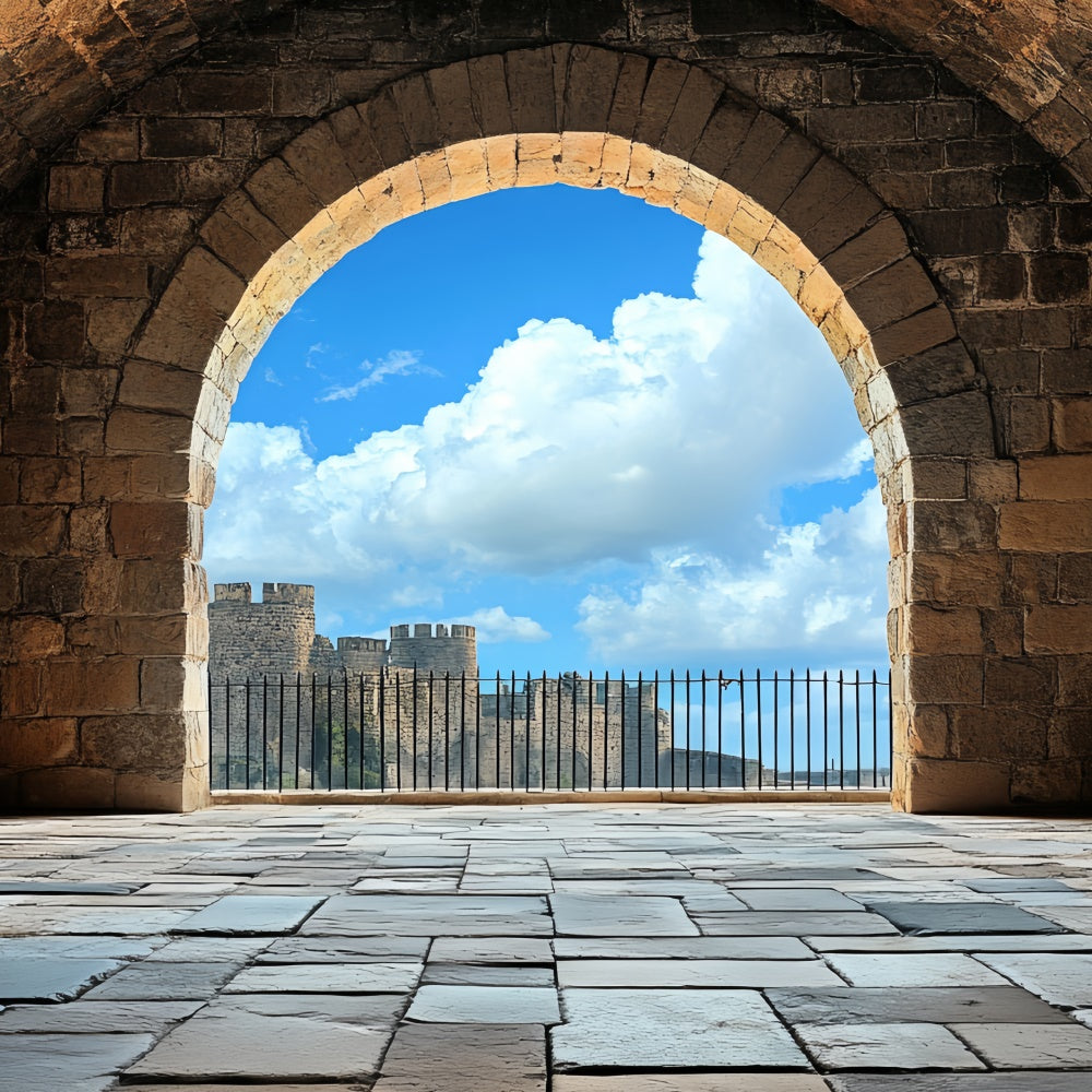 Antique Backdrop Medieval Arch Blue Sky Vintage Backdrops UK CSH4-407