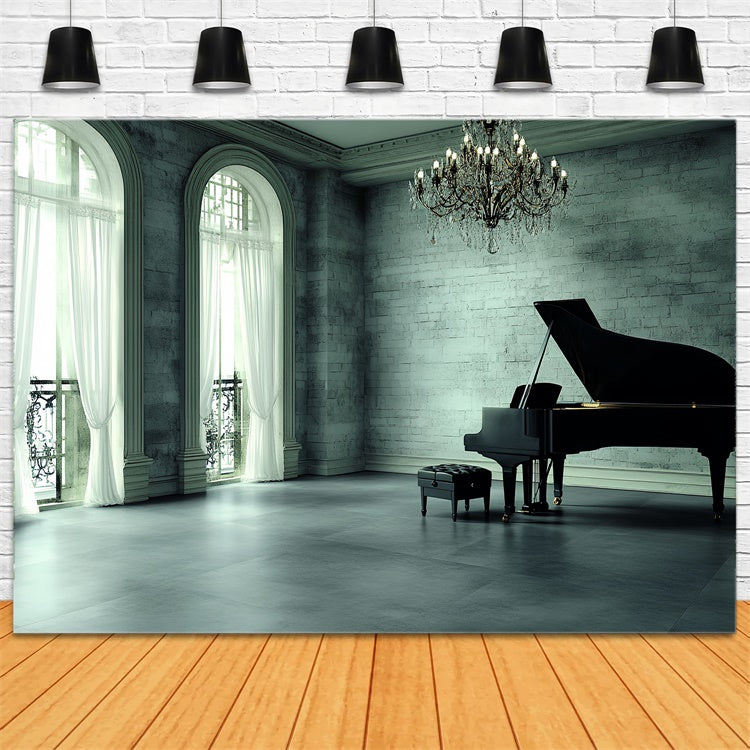 Vintage Photography Backdrops Piano Elegant Room Backdrop UK CSH4-412