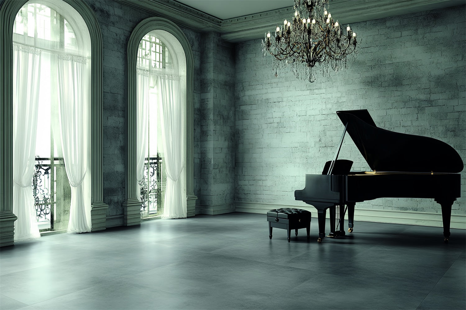 Vintage Photography Backdrops Piano Elegant Room Backdrop UK CSH4-412