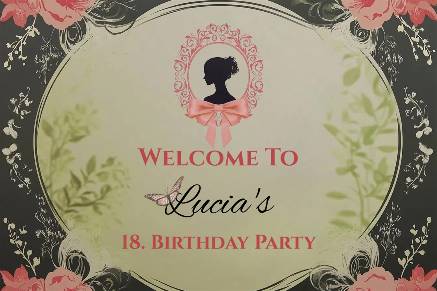 Personalized 18th Birthday Backdrop Romantic Floral Frame 18th Backdrop UK CSH4-42