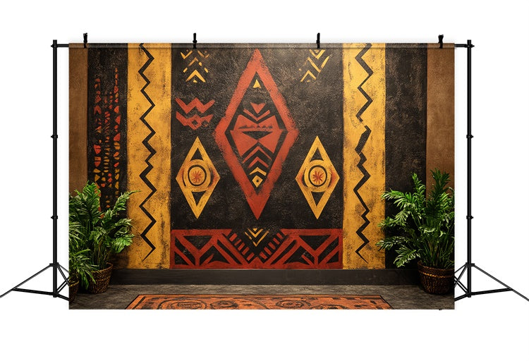 Vintage Wall Backdrop African Geometric Pattern Backdrop UK CSH4-420