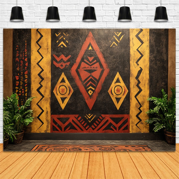 Vintage Wall Backdrop African Geometric Pattern Backdrop UK CSH4-420