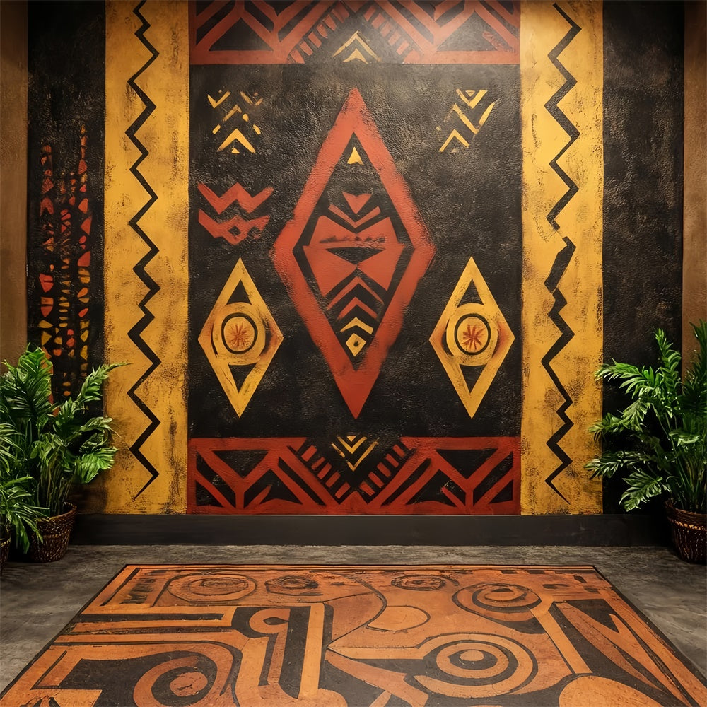 Vintage Wall Backdrop African Geometric Pattern Backdrop UK CSH4-420