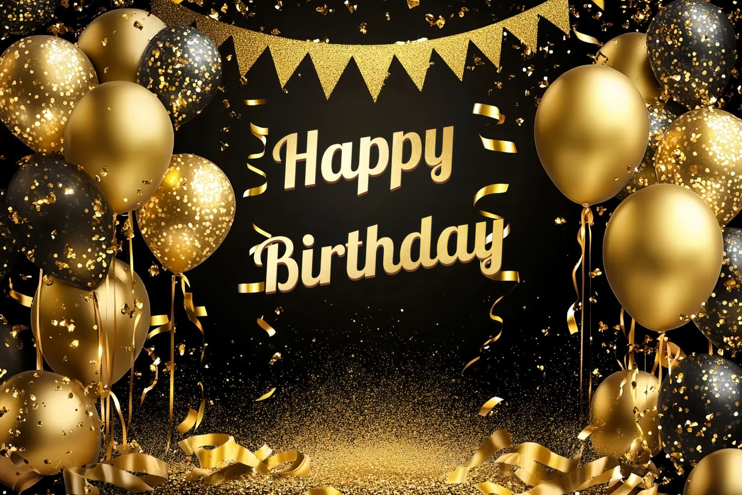 Happy Birthday Backdrop Sparkling Balloons Confetti Customized Backdrop UK CSH4-53