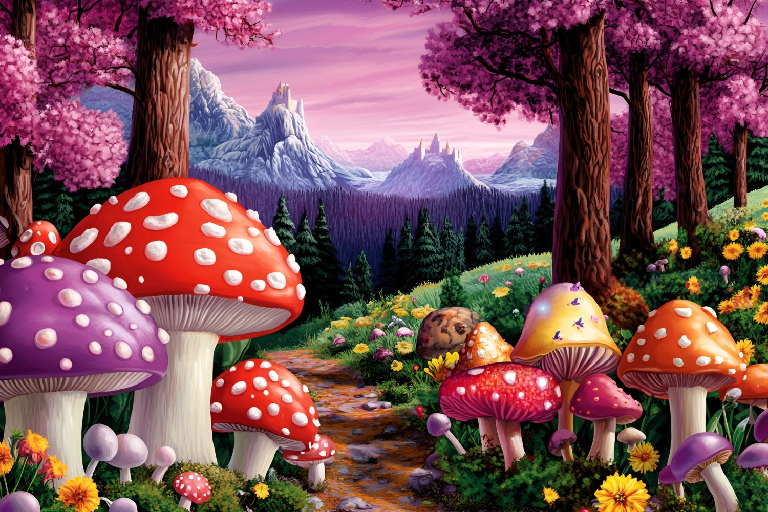 Backdrops Forest Toadstool Trail Castle Peaks Backdrop UK CSH4-79