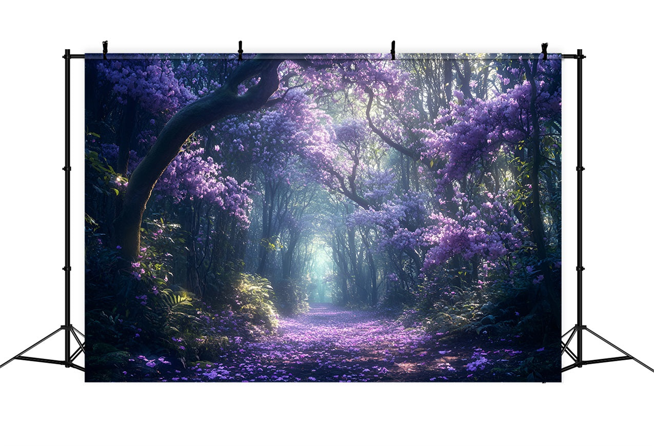 Forest Scene Backdrop Purple Flower Trail Backdrop UK CSH4-86