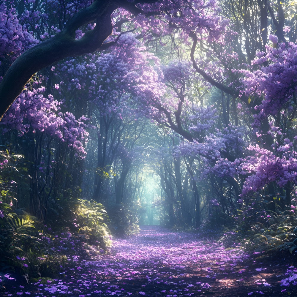 Forest Scene Backdrop Purple Flower Trail Backdrop UK CSH4-86