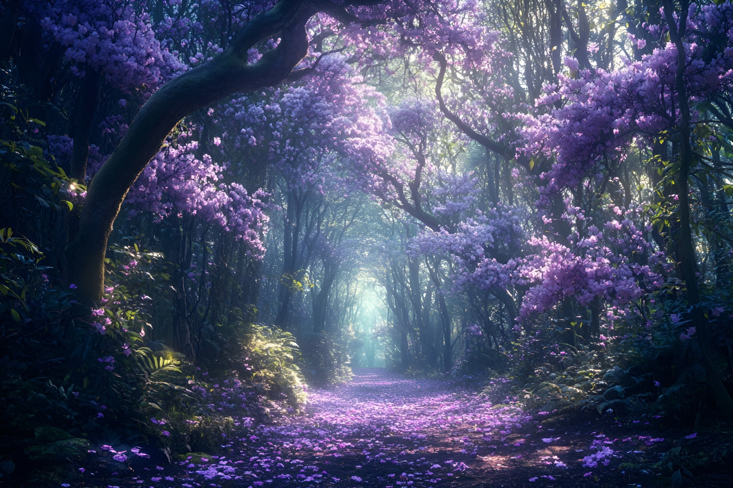 Forest Scene Backdrop Purple Flower Trail Backdrop UK CSH4-86