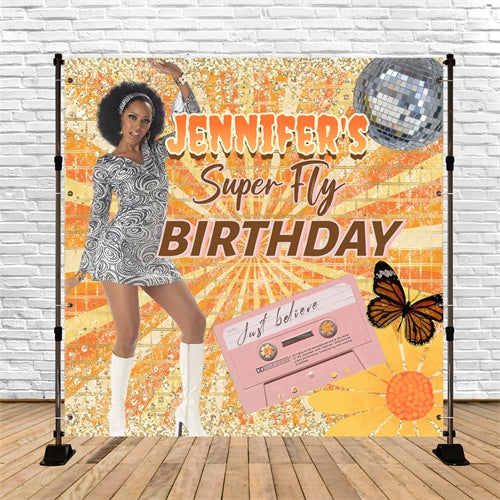 Personalized Birthday Backdrops Funky Sequins Birthday 70s Backdrop UK CSH5-1