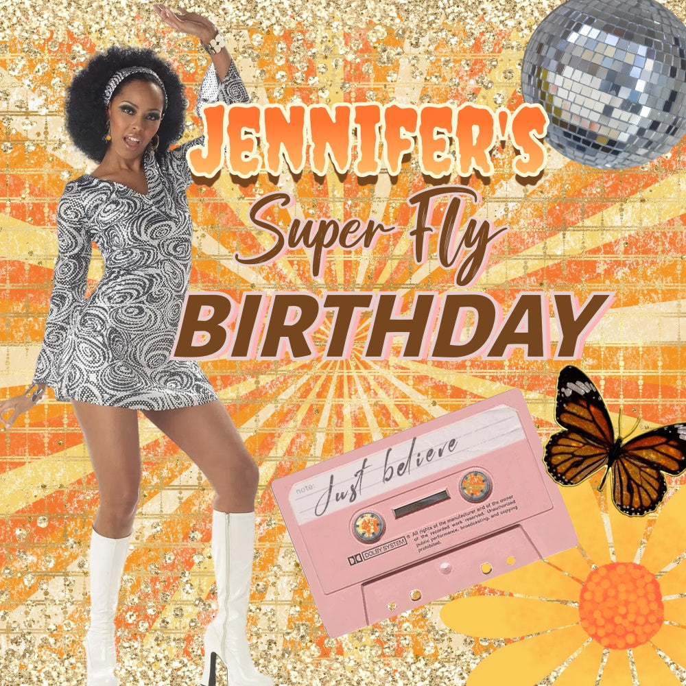 Personalized Birthday Backdrops Funky Sequins Birthday 70s Backdrop UK CSH5-1