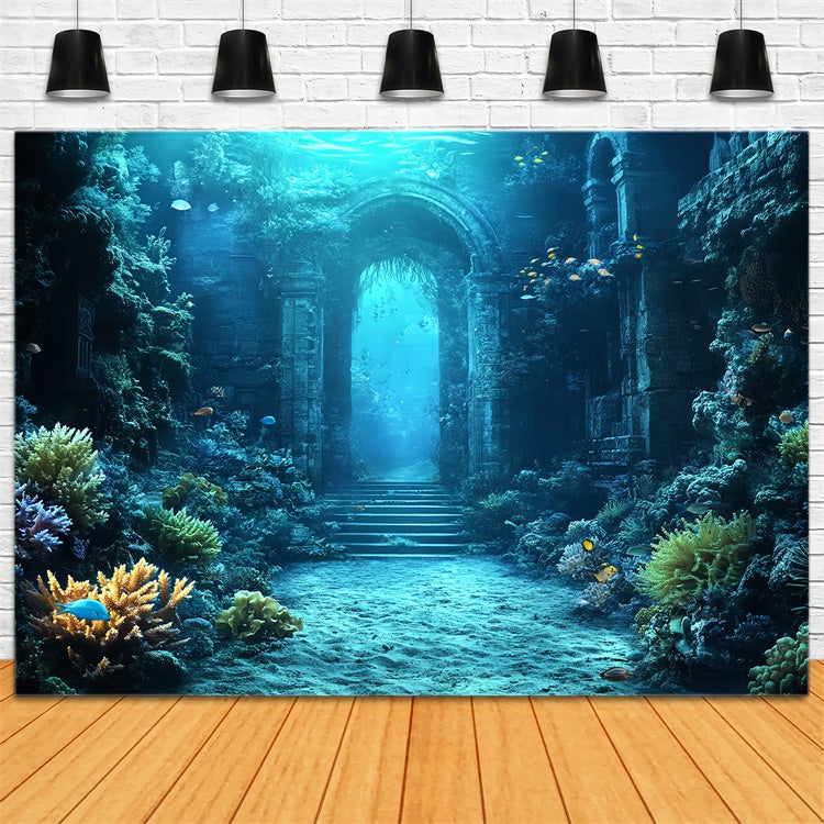 Underwater Backdrop Ancient Ruins Coral Summer Backdrop UK CSH5-102