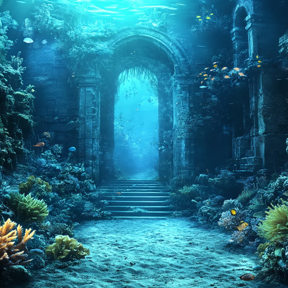 Underwater Backdrop Ancient Ruins Coral Summer Backdrop UK CSH5-102