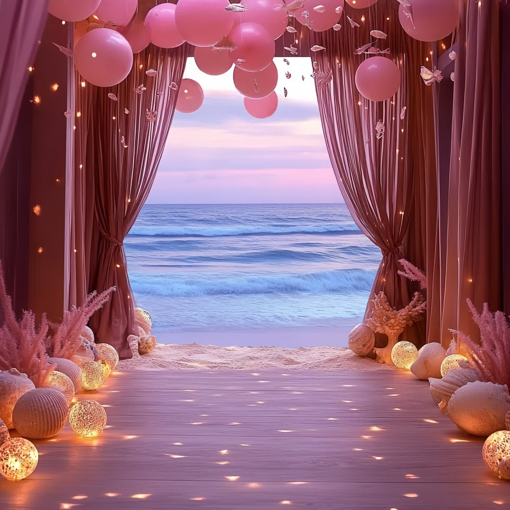 Summer Backdrops Pink Balloon Shell Ocean Backdrop UK CSH5-103